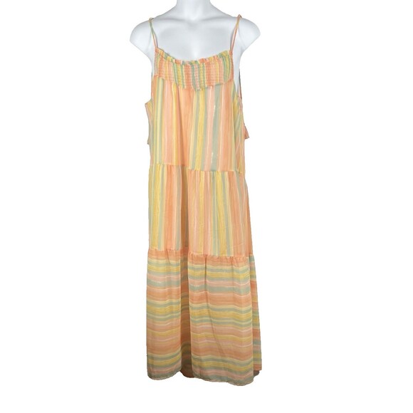 Grace + Karma Maxi Dress Size 1X Smocked Striped Colorful Tassel Boho Festival - Picture 12 of 12